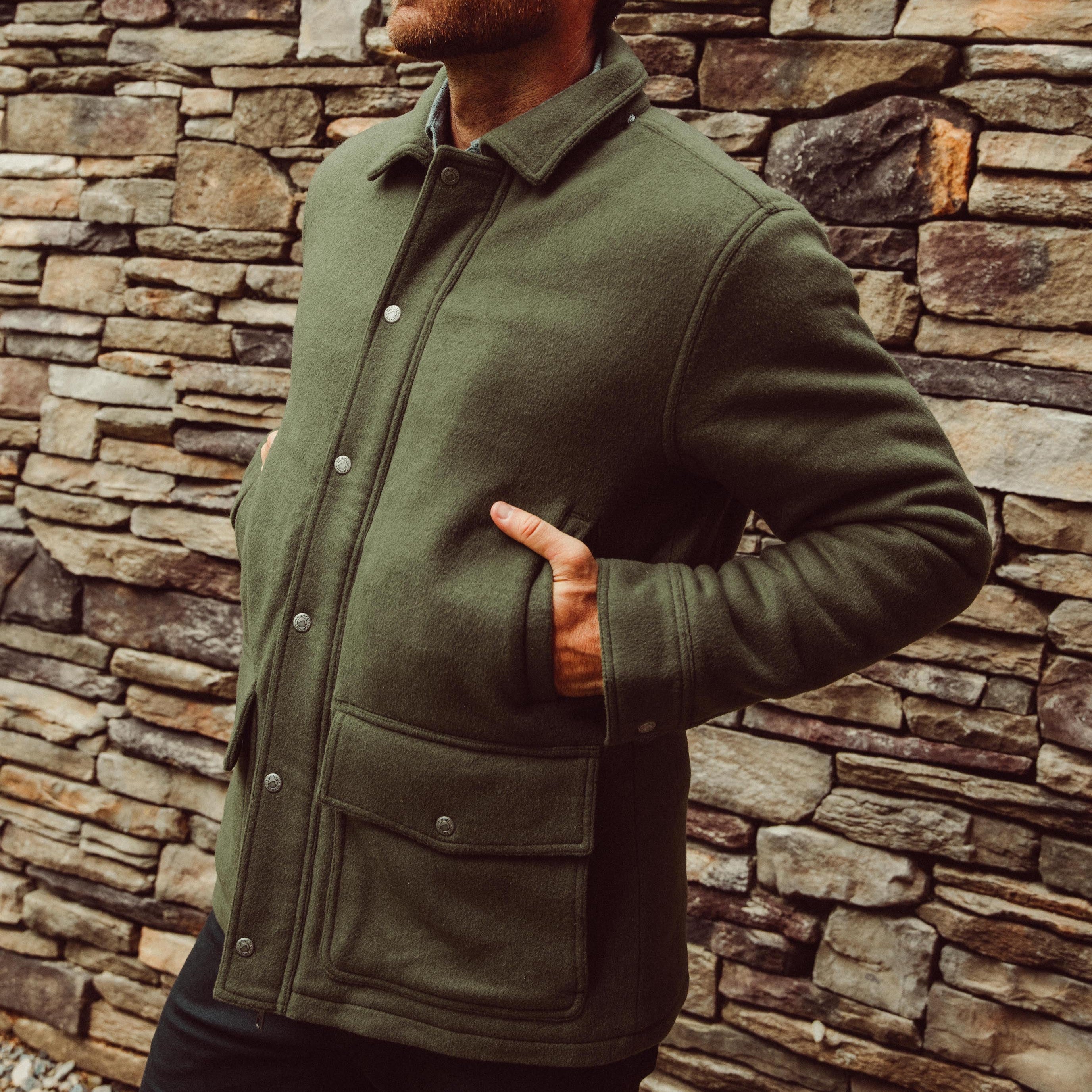 Man wearing Dover Wool Jacket