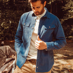 Man wearing Hamilton Chamois Shirt standing outdoor