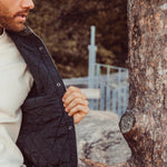 Man wearing Lincoln Shirtjac standing outdoor