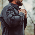 Man wearing Lincoln Shirtjac standing outdoor