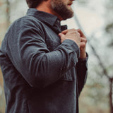 Man wearing Lincoln Shirtjac standing outdoor