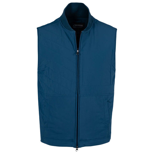 Front view of the zip-up men's Pinnacle Peak Vest, which is filled with certified responsibly sourced down.
