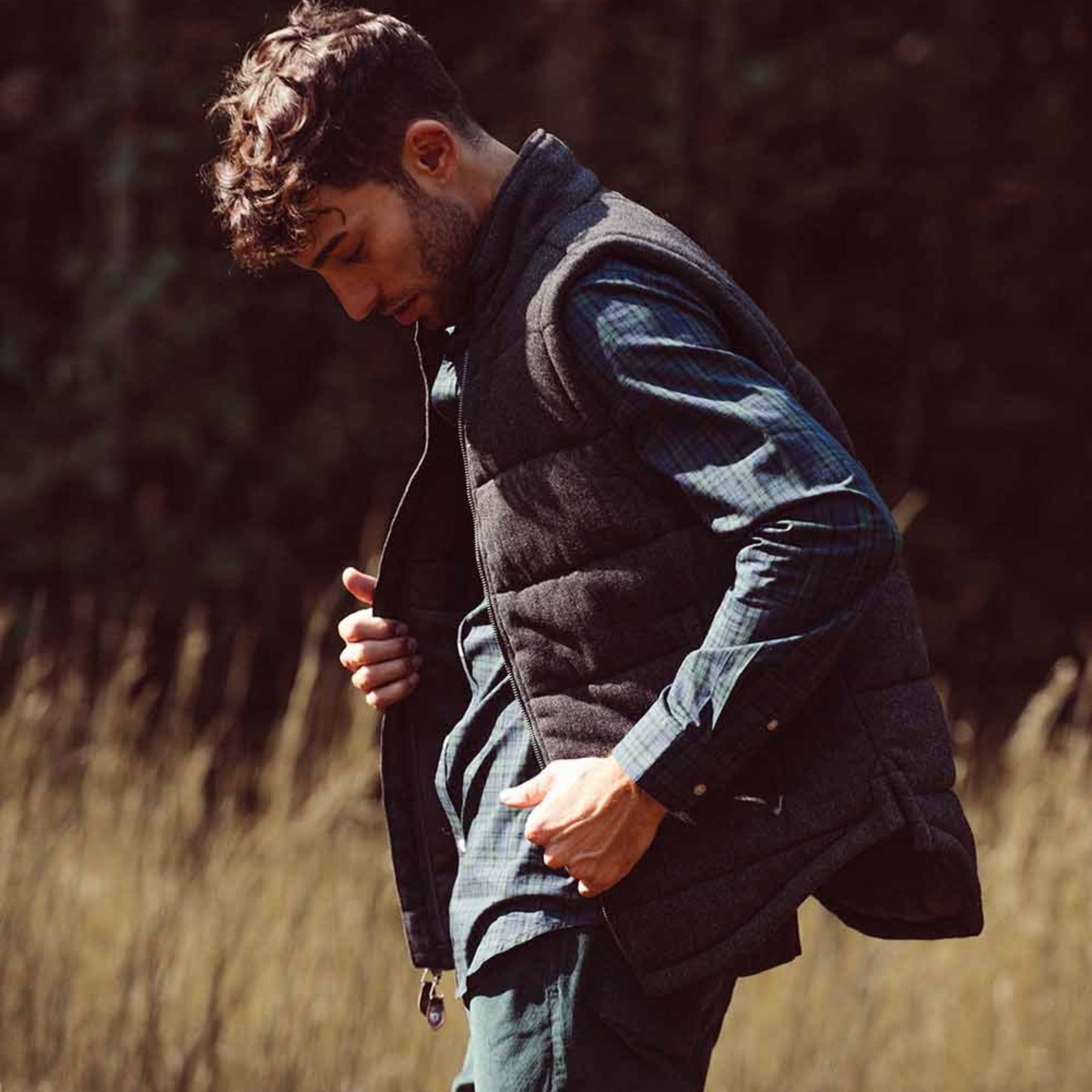 Man wearing Archer Herringbone Vest