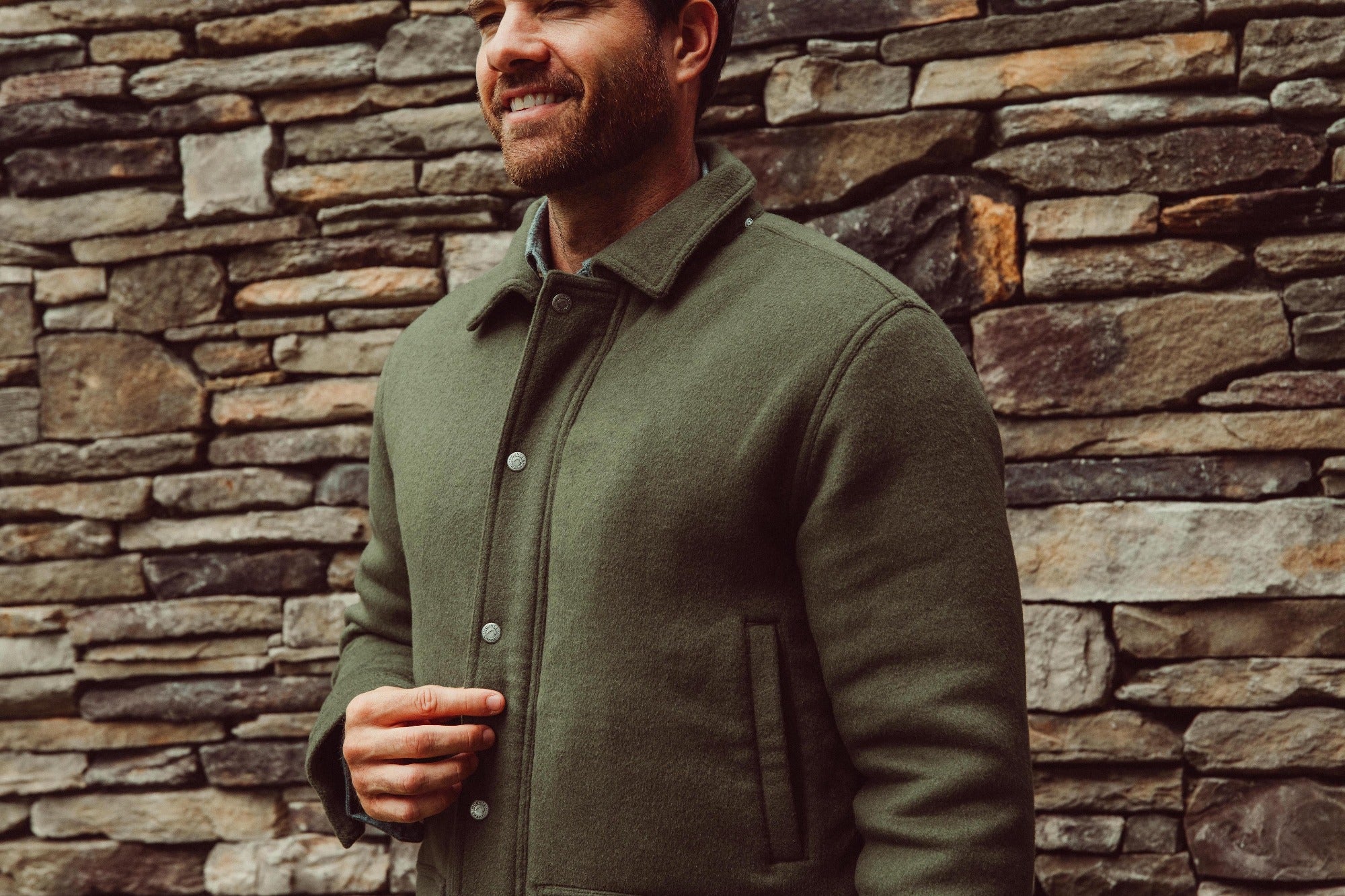 Man wearing Dover Wool Jacket