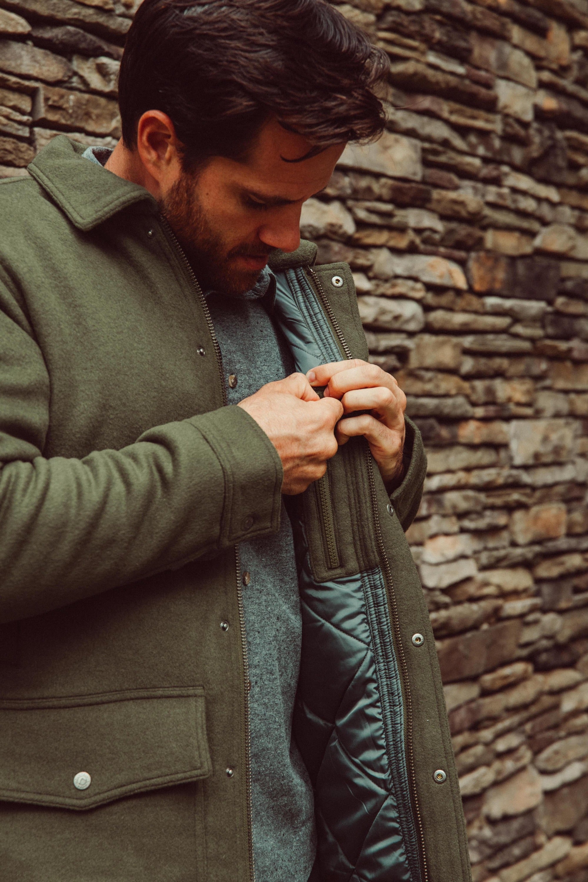 Man wearing Dover Wool Jacket