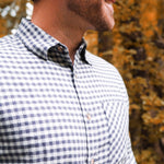 Man wearing Downtown Flannel Shirt standing outside