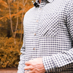 Man wearing Downtown Flannel Shirt standing outside