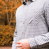 Man wearing Downtown Flannel Shirt standing outside