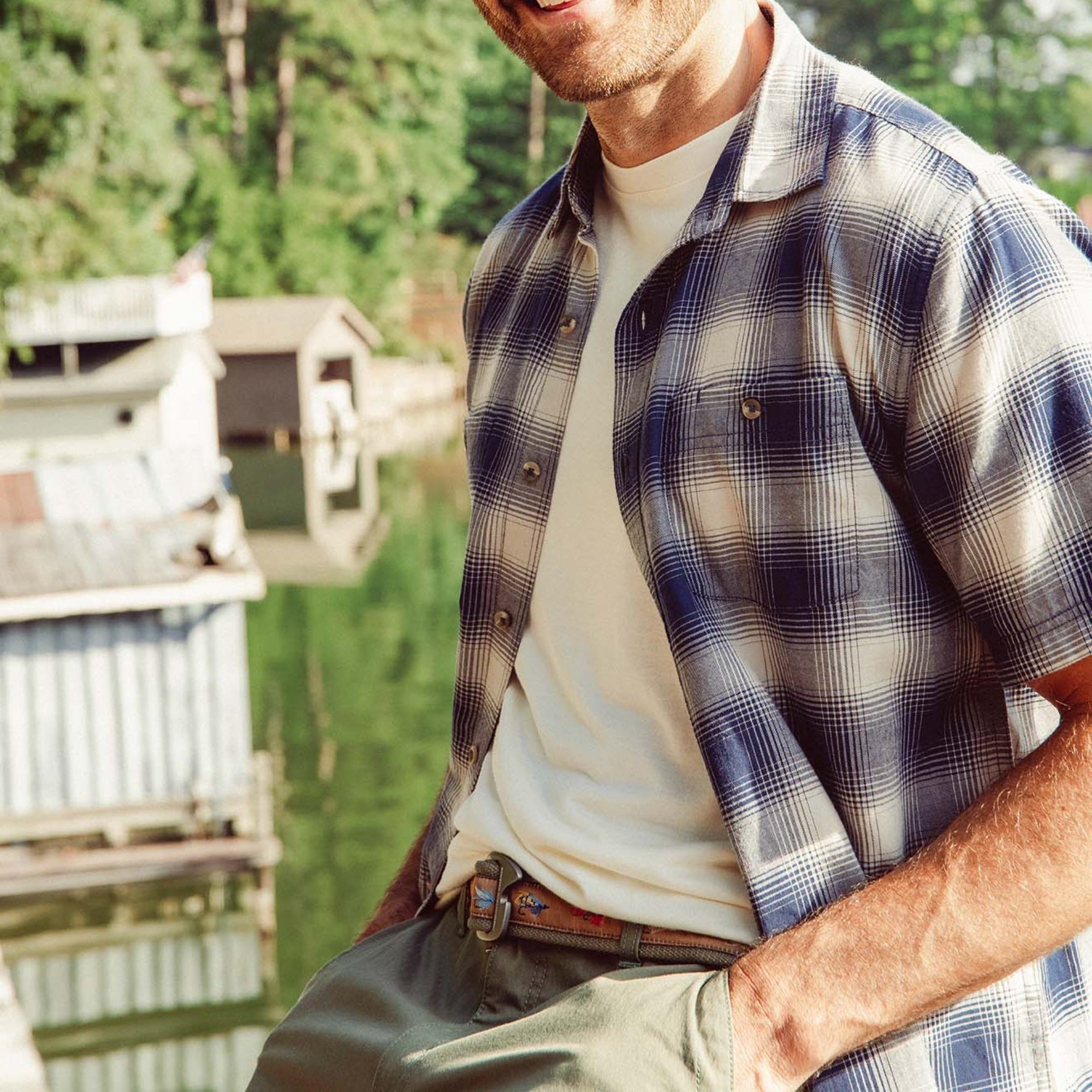 Cyrus Short Sleeve Woven Shirt Crater Navy
