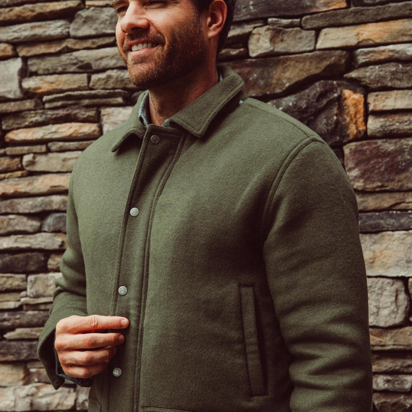 Man wearing Dover Wool Jacket
