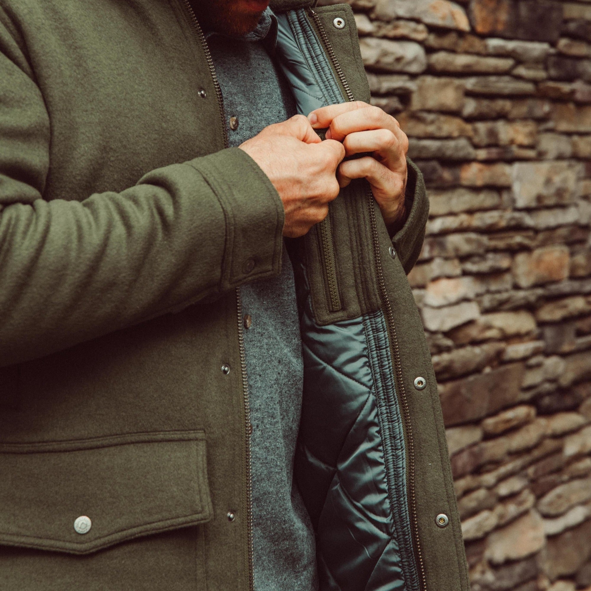 Man wearing Dover Wool Jacket
