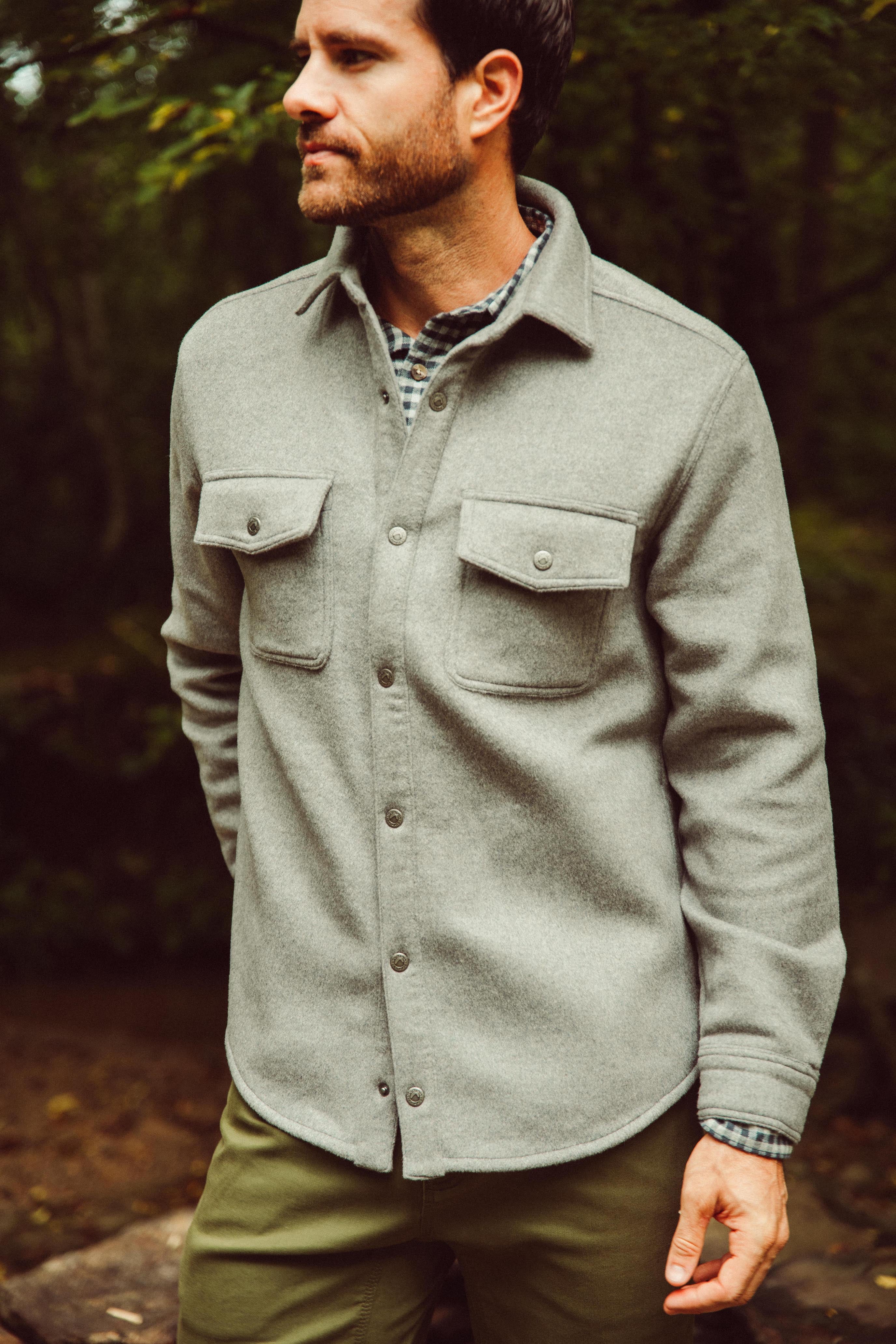 Man wearing  Dover Wool Shirtjac