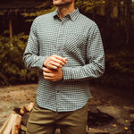 Man wearing Downtown Flannel Shirt standing outside