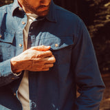 Man wearing Hamilton Chamois Shirt standing outdoor