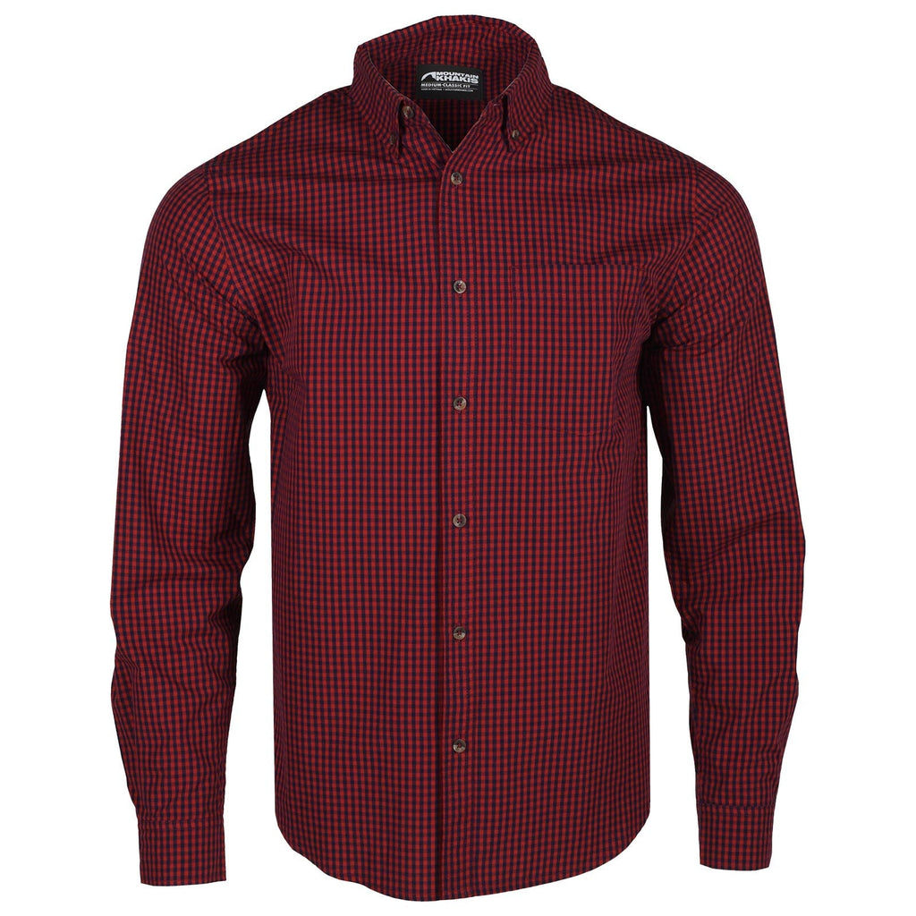Cain Long Sleeve Woven Shirt Bison Red