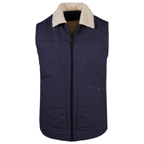 Front view of the Sullivan Vest in crater navy color.