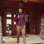 Man wearing Alden Long Sleeve Woven Shirt walking out 