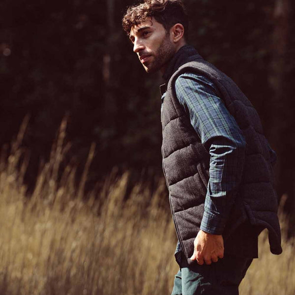 Black store herringbone vest