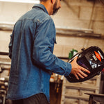 Man wearing Austin Denim Shirt