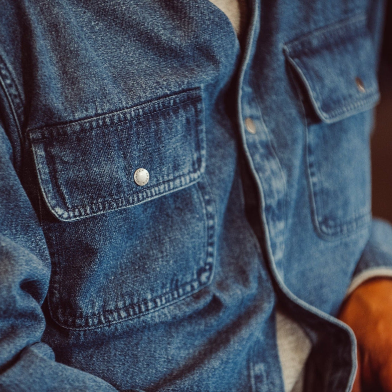 Man wearing Austin Denim Shirt