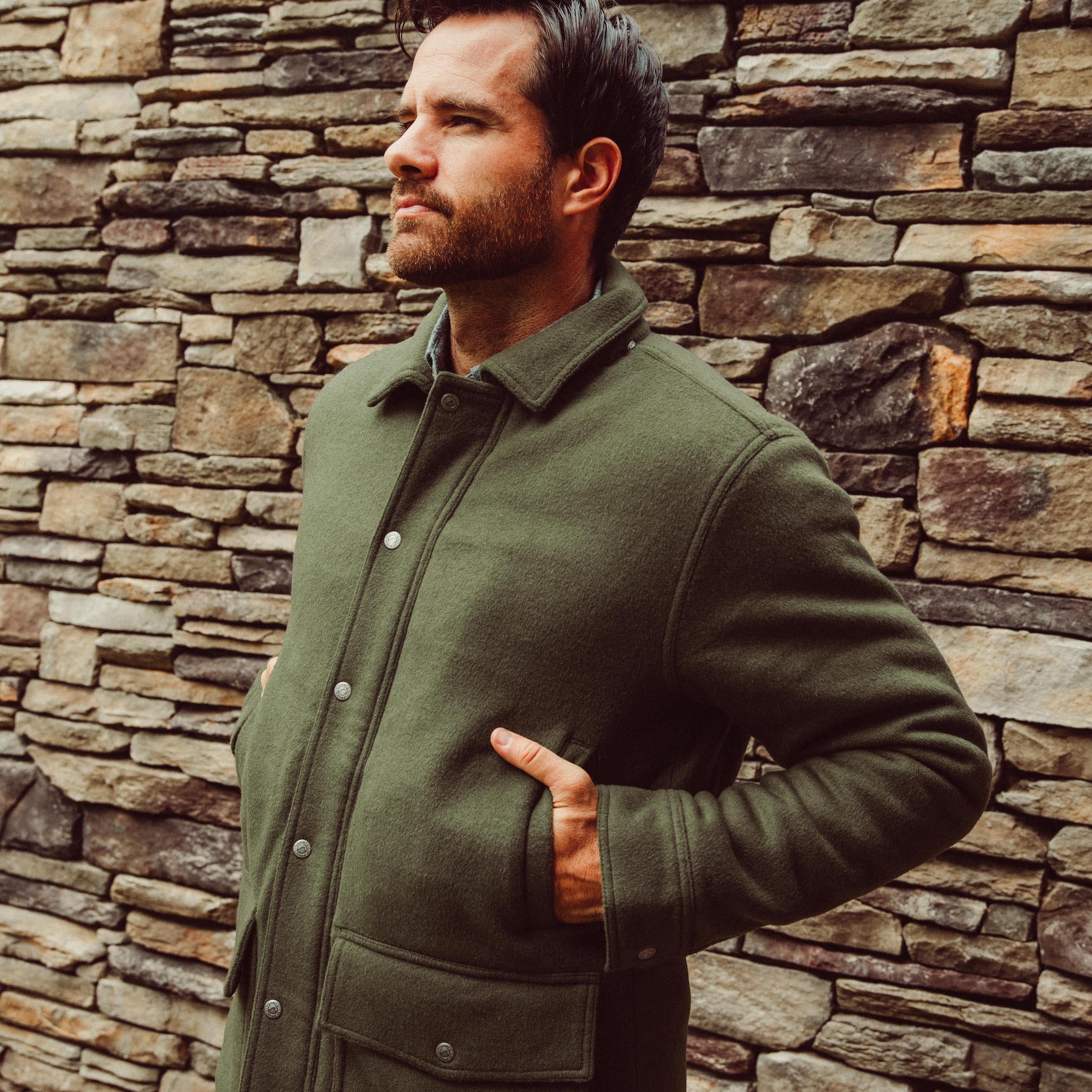 Man wearing Dover Wool Jacket