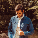 Man wearing Hamilton Chamois Shirt standing outdoor