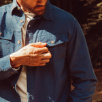 Man wearing Hamilton Chamois Shirt standing outdoor