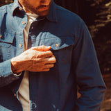 Man wearing Hamilton Chamois Shirt standing outdoor