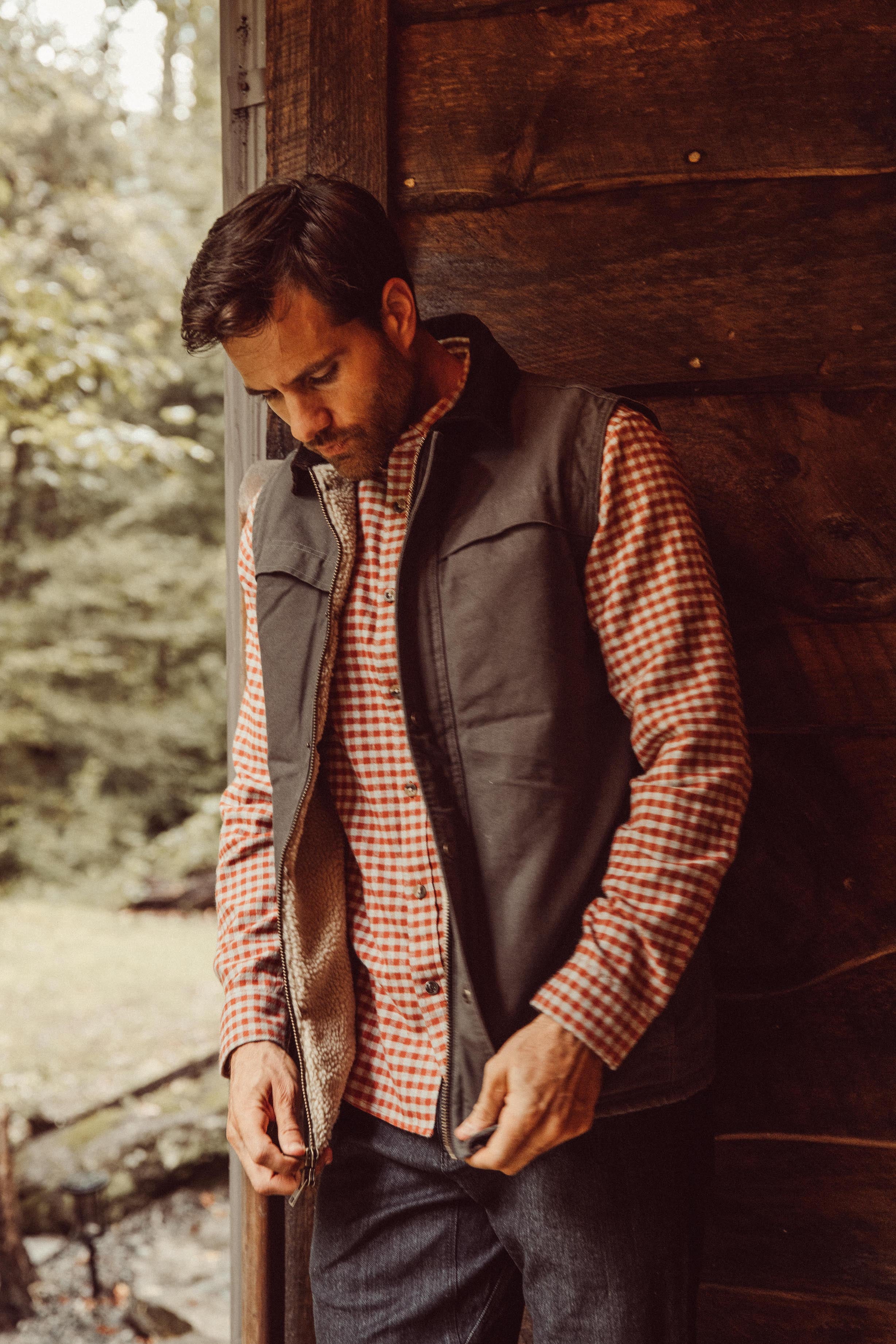 Mens plaid shirt with vest shop